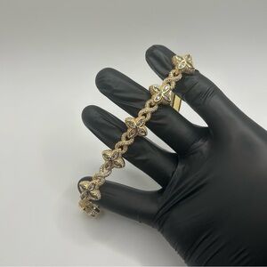 Moissanite Clover Bracelet Gold VVS1 Iced Out 8 Inches Brand New Stainless Steel